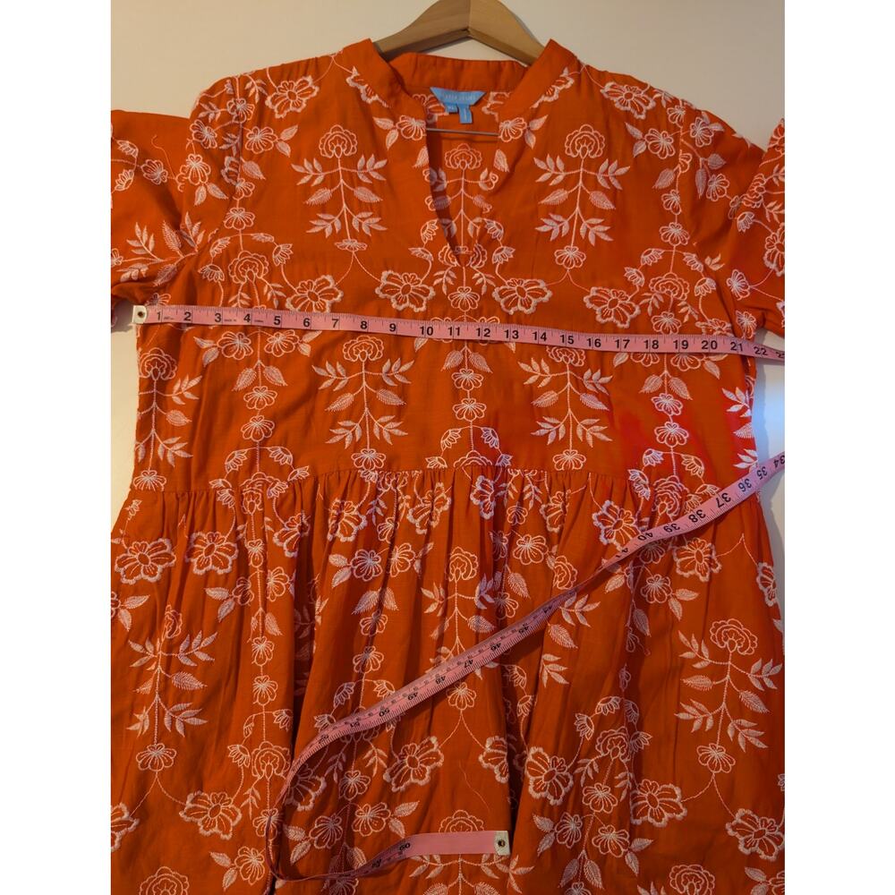 Draper James Simone Dress Floral Embroidered Ruffle Mini Cotton Red Size XL - Picture 10 of 11